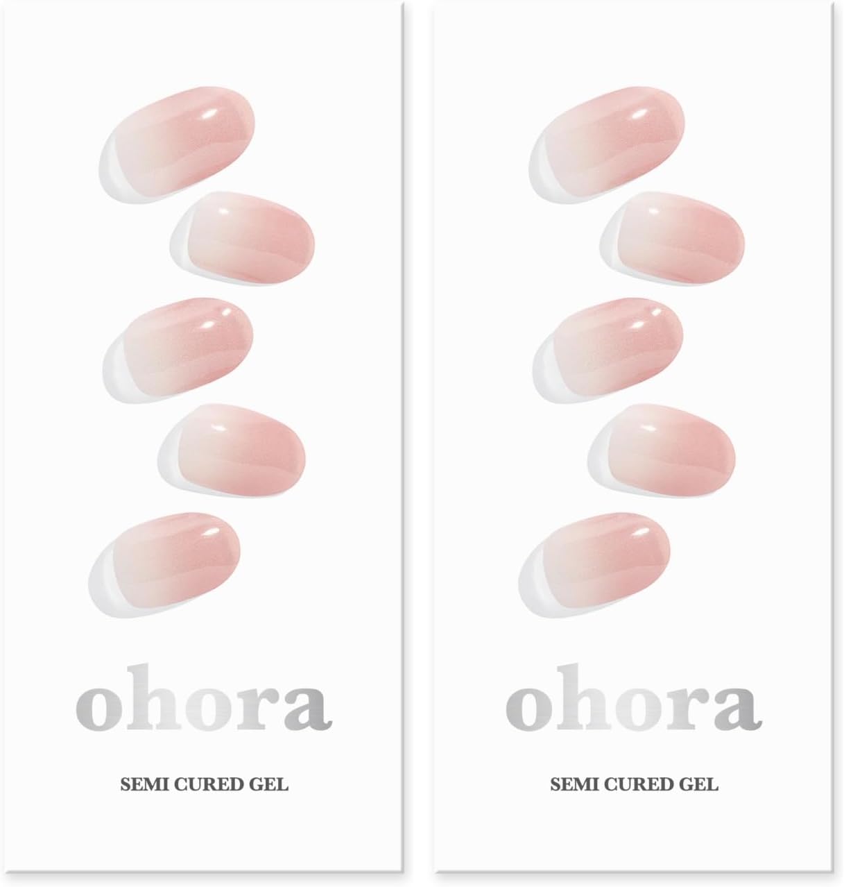 ohora Semi Cured Gel Nail Strips (N Be Pinkish 2 Units) - Works with Any Lamps, Salon-Quality, Long Lasting, Easy to Apply & Remove - Includes 2 Prep Pads, Nail File & Wooden Stick