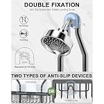 Shower Caddy Hanging - Never Rust Shower Hanging Organizer - Aluminum Over the ShowerHead Caddy with Soap Basket and 6 Hooks for Razor/Sponge (Black) - Image 3