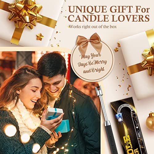 Electric Candle Lighter Personalised Gifts, Arc Long Lighter Candle Rechargeable USB Windproof Plasma BBQ Lighter with LED Flashlight Camping Accessories Christmas Stocking Fillers Gifts for Men Women