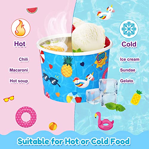 150 Pieces Pool Party Supplies Summer Ice Cream Paper Cups Disposable Snack Bowls Paper Dessert Soup Bowls For Hot Or Cold Food, Kids Summer Beach Theme Party Baby Shower Decoration, 8 Oz #TOP2