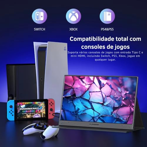 Monitor Portátil 15.6 HDMI USB tela externa 1080p FHD Tela IPS com 60Hz alto-falante duplo