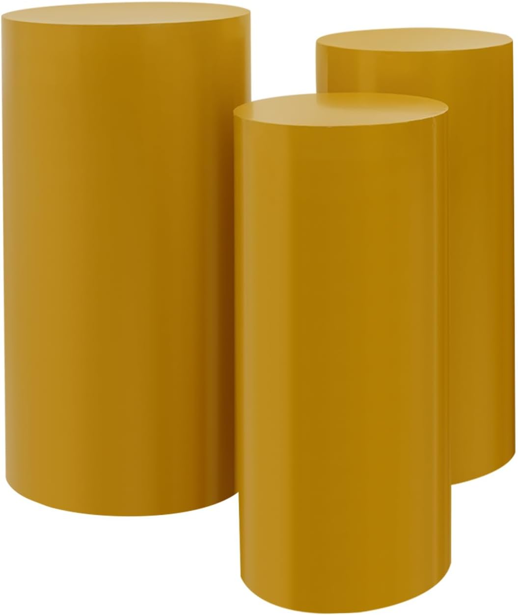 Display Stands Set of 3, Gold Cylinder Pedestal Stands for Wedding Cake Dessert Centerpiece, 3 Different Heights (23.6/26/27.6in), Heavy Duty Metal Column Risers for Party Banquet Decor, No Assembly