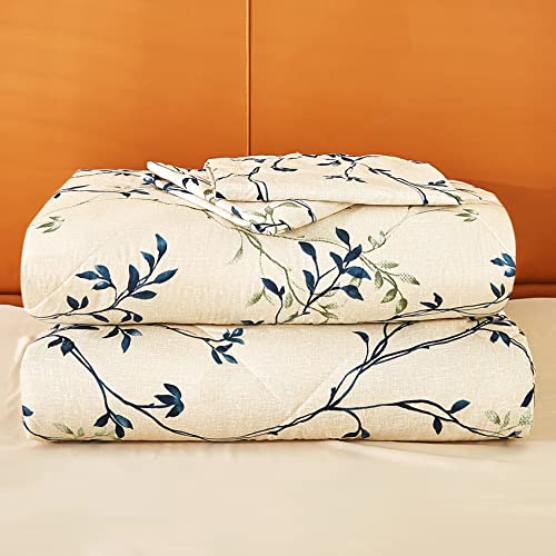 Jsd Teal Leaves Comforter Set King Size, 3 Piece All Season Botanical Printed Bedding Set (102 X 90 Inches, 2 Pillow Shams) #TOP6