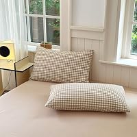 LifeTB Queen Comforter Set Tan Gingham Comforter Modern Style Beige Plaid Comforter Set 3 Pieces Fluffy Grid Checkered Comforter with 2 Pillowcases Boho Gingham Bedding Set Queen Size — image 9