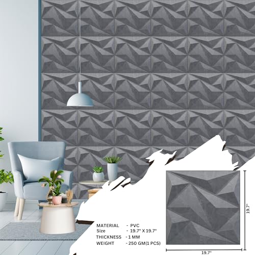 Image of Kayra Decor Wall Panels for Bedroom Alps Design Gray Marble Color 19.7 inch x 19.7 inch (Pack of 12) - Covers 32.34 Sq. Ft.