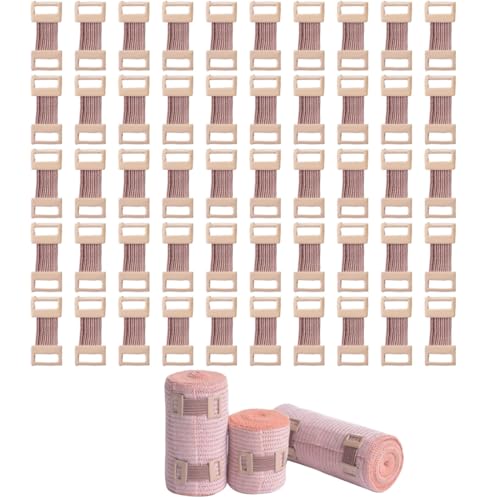 HABNI 50 Pcs Pinzas Elásticas De Vendaje, Clips De Cierre Reemplazables, Clips De Vendaje, Clips Estiramiento De Metal Clip De Fijación Para Vendajes Estiran De Metal Para Varios Tipos Vendajes, Marró
