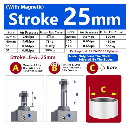 Vérin pneumatique MDBB50 actionneur double effet alésage 50 course variable