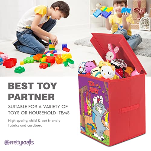 Image of Superman Rectangular Foldable Laundry Toy Organizer & Storage Box with Top Lid (Large, Blue- SBB SM1) & Tom & Jerry Toys Organizer Storage Box with Top Lid for Baby Boy's and Baby Girl's - Red