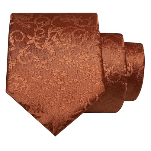RBOCOTT Mens Rust Floral Tie for Business and Wedding(20)