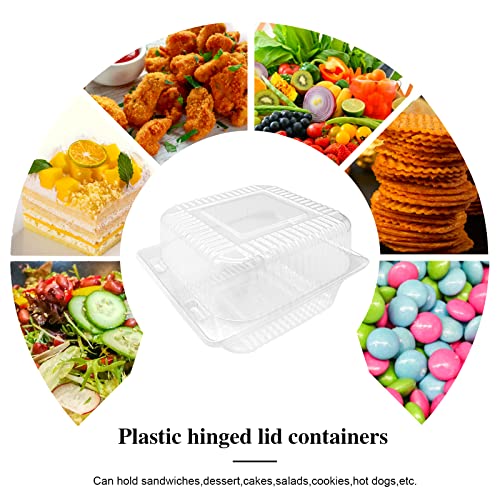 Qyyiguf PW15 100 Pcs Clear Hinged Plastic Containers With Lids,Individual Cake Slice Containers,Square Plastic Food Container,Disposable Clamshell Take Out Containers thumb #4