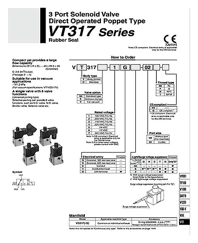 Électrovanne à vide VT307 commutation rapide pour automates de ligne