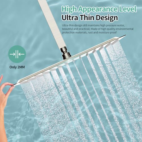 Image of SR SUN RISE 16 Inch Extra Large Rain Shower Head Brushed Nickel 304 Stainless Steel High Pressure Rainfall Showerhead Ultra Thin Water Saving