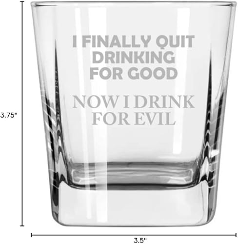 Miniatura 2 de MIP Brand 12 oz Square Base Rocks Whisky Doble Vidrio Antiguo Finalmente Dejé De Beber Para Bueno, Ahora Bebo Por El Mal Divertido