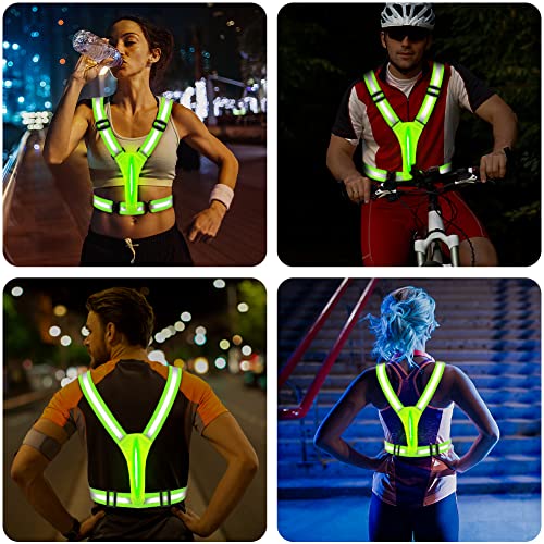 Baobicute Led Reflective Running Vest,Usb Rechargeable Led Reflective Vest With High Visibility Safety Lights And Adjustable Size Elastic Band Night Reflective Gear Accessories For Men Women Children #TOP6