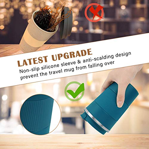 Momsiv 12Oz Travel Mug, Insulated Coffee Cup With Leakproof Lid, Travel Coffee Mug Vacuum Stainless Steel Double Walled Reusable Coffee Cup For Hot And Cold Water Coffee(Blue - 380Ml) #TOP6