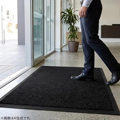 山崎産業(Yamazaki Sangyo) 玄関 エントランス ロンステップマット NEO #12 ブラック 幅90×奥行120×厚み0.9cm 日本製
