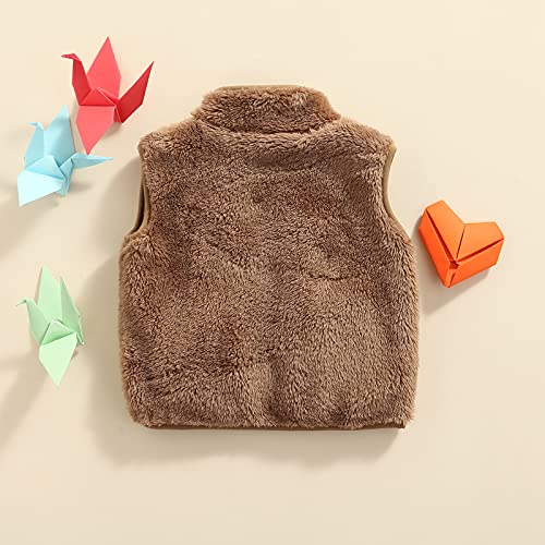 Image of Toddler Baby Girl Boys Sleeveless Fleece Plush Vest Sherpa Waistcoat