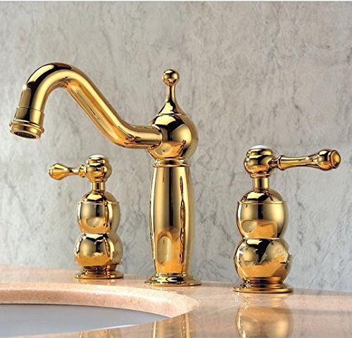 Robinet de bain Gowe mélangeur lavabo 3 trous or anti-tartre