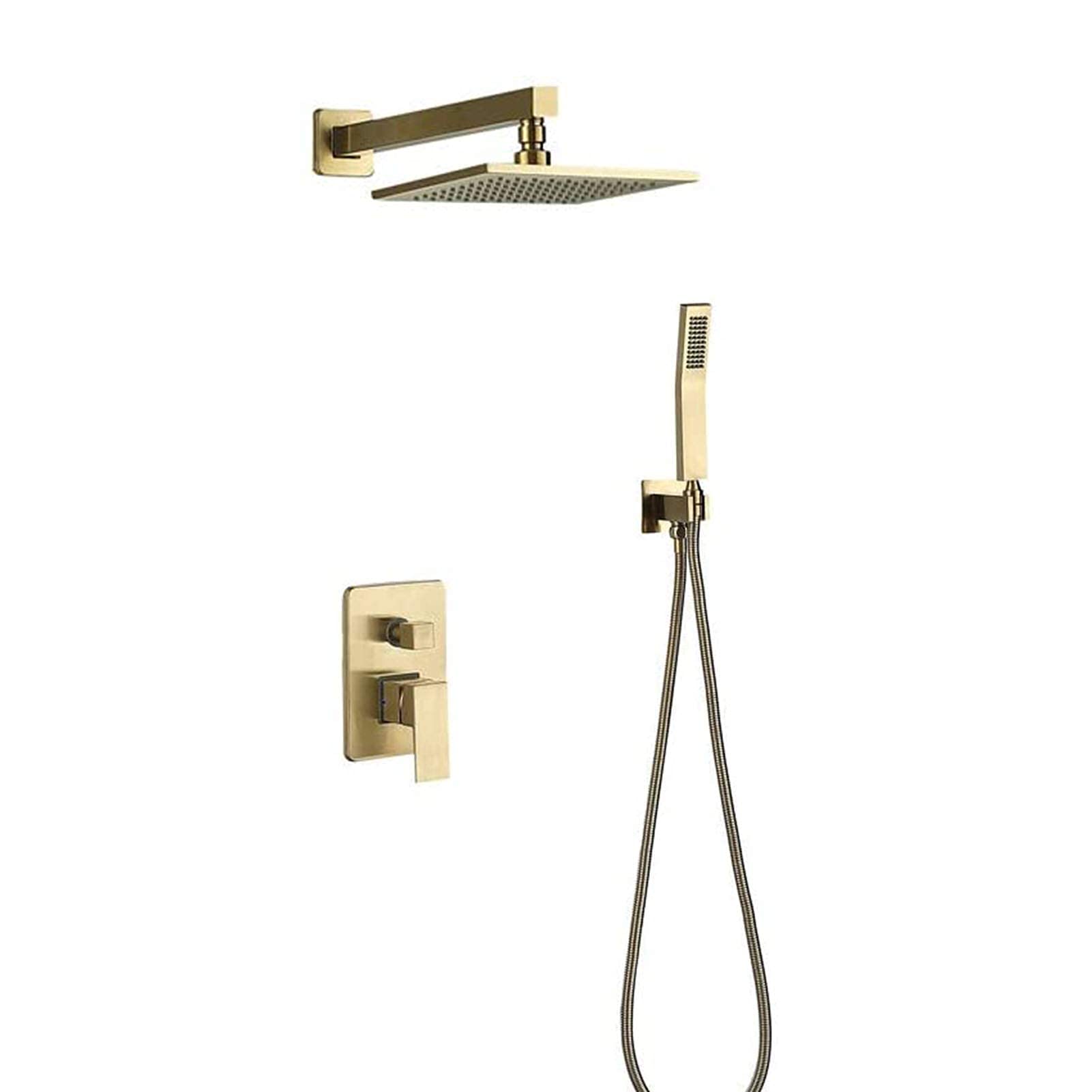 Système de douche en laiton doré brossé anti-calcaire pour rénovation