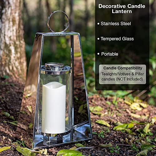 Anrust Lanterns Decorative Outdoor - Laterns Decoration Home - Elevate Your Decor With Lantern Decorative Set Of 3 For Indoor And Outdoor Events, Parties, And Weddings With Glass Tube (Silver) #TOP2
