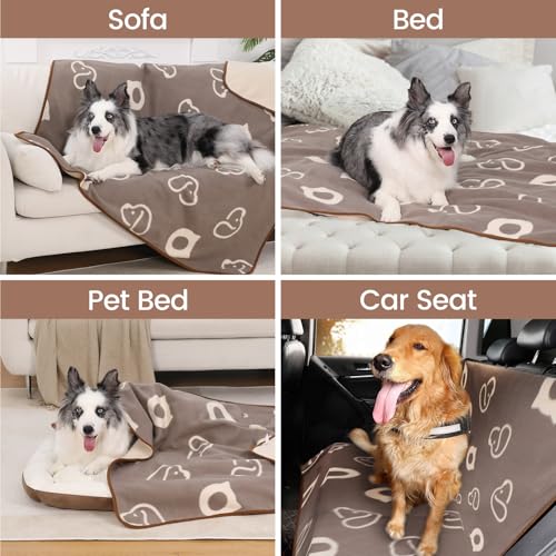 IDOGCHEW Hundedecke Wasserdicht 100x75 cm, Geeignet für Katzen & Kleine bis Mittelgroße Hunde, Hundedecke waschbar aus Sherpa Fleece, Flauschig und Weich Maschinenwaschbar - Braun