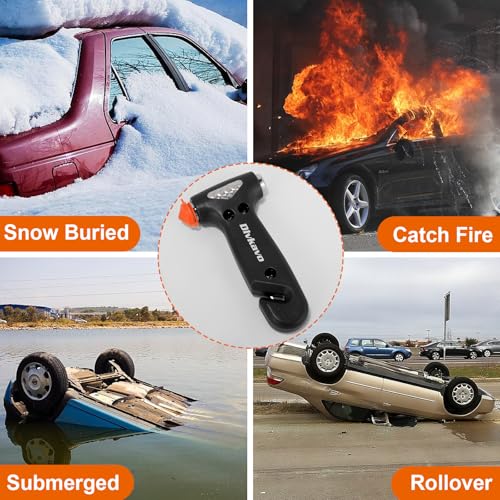 Image of Car Safety Hammer, 3 in 1 Emergency Escape Tool with Window Breaker and Seat Belt Cutter, Window Glass Hammer, Road Trip Essential and Must Haves (Pink and Black)