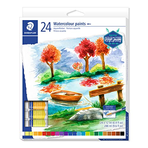 Peinture aquarelle Staedtler tube de 24 couleurs vives assorties 8880 C24