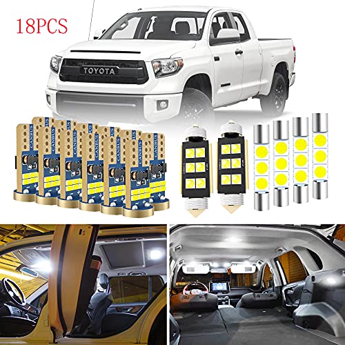 JWCARO 18PCS LED Interior Package Light,6500K White Replacement,for 2007-2019 Toyota Tundra,Dome Map Light Vanity Mirror Lamp,License Plate Lighting Accessories