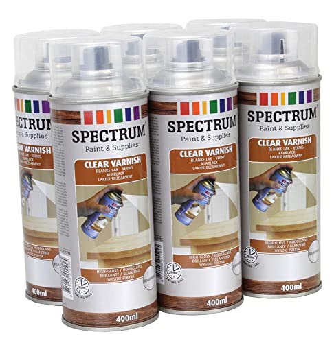 Vernis transparent Lot 6 Bombes Peinture Spray Aérosol 6X400ml bois,métal,aluminium,verre,pierre,plastique