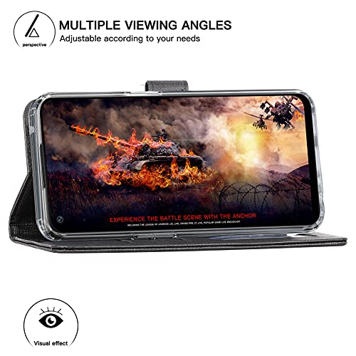 Foluu Oneplus Nord N200 5G Case, Oneplus Nord N200 5G Wallet Case Canvas Flip/Folio Soft Tpu Cover Bumper Kickstand Ultra Slim Strong Magnetic Closure Cover For Oneplus Nord N200 5G 2021 (Black) #TOP1