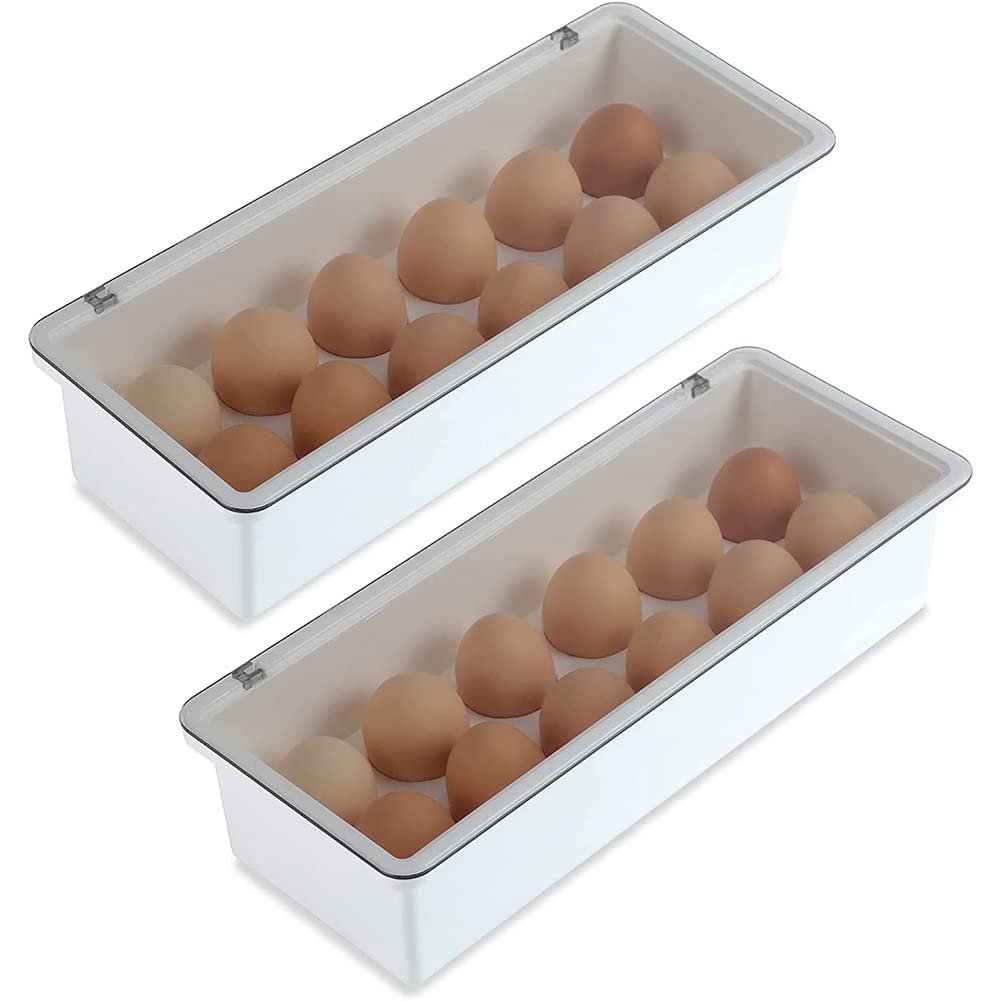 Porte-œufs 2 pièces pour réfrigérateur et bacs de rangement transparents