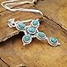 Earth Gems Jewelry Turquoise Cross Necklace for Women, 925 Sterling Silver Oval Gemstone Pendant Necklace Boho Vintage Statement Necklace Turquoise Southwest Necklace 18