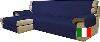 Moonange - Sofa Cover for 2 Seater Chaise - Seat Width 200 cm - Waterproof Corner Sofa Cover - Non-slip - Scratch-resistant - Reversible - Modern Sofa Cover - Dark Blue