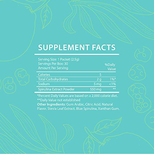 Squeeze Dried Mermaid Lemonade With Prebiotics And Lemon, All-Natural Spirulina, And Blue-Green Algae Powder, Non-Gmo And Gluten-Free Powder Sticks, Pack Of 30 #TOP1