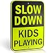 Slow Down Kids Playing Signs | Children at Play Yard Sign | Engineer Grade Ultra Reflective Yellow for Street Safety | Durable Heavy Duty Dibond Aluminum with | 18" x 12" Large