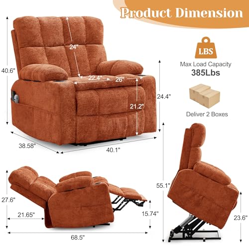 Image of Korser Oversized Dual Motor Power Lift Recliner for Elderly with Adjustable Headrest, Extra Wide Recliner Chairs with Massage and Heat, Electric Lift Chair with Storebox Cupholder, USB Ports, Type C