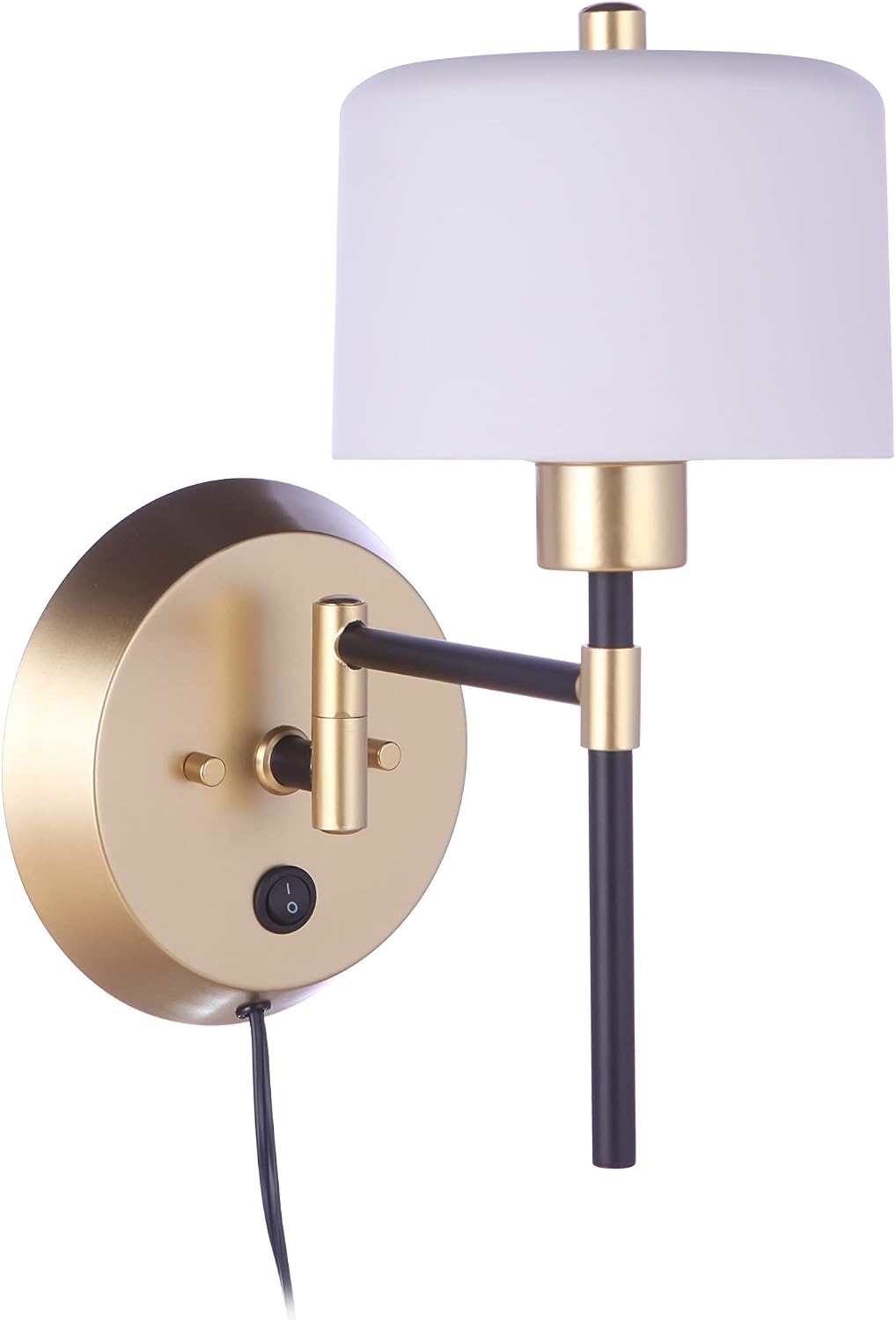 Craftmade Wentworth 1 Light Portable Swing Arm Sconce, Flat Black/Sunset Gold, 57861P-FBSNG