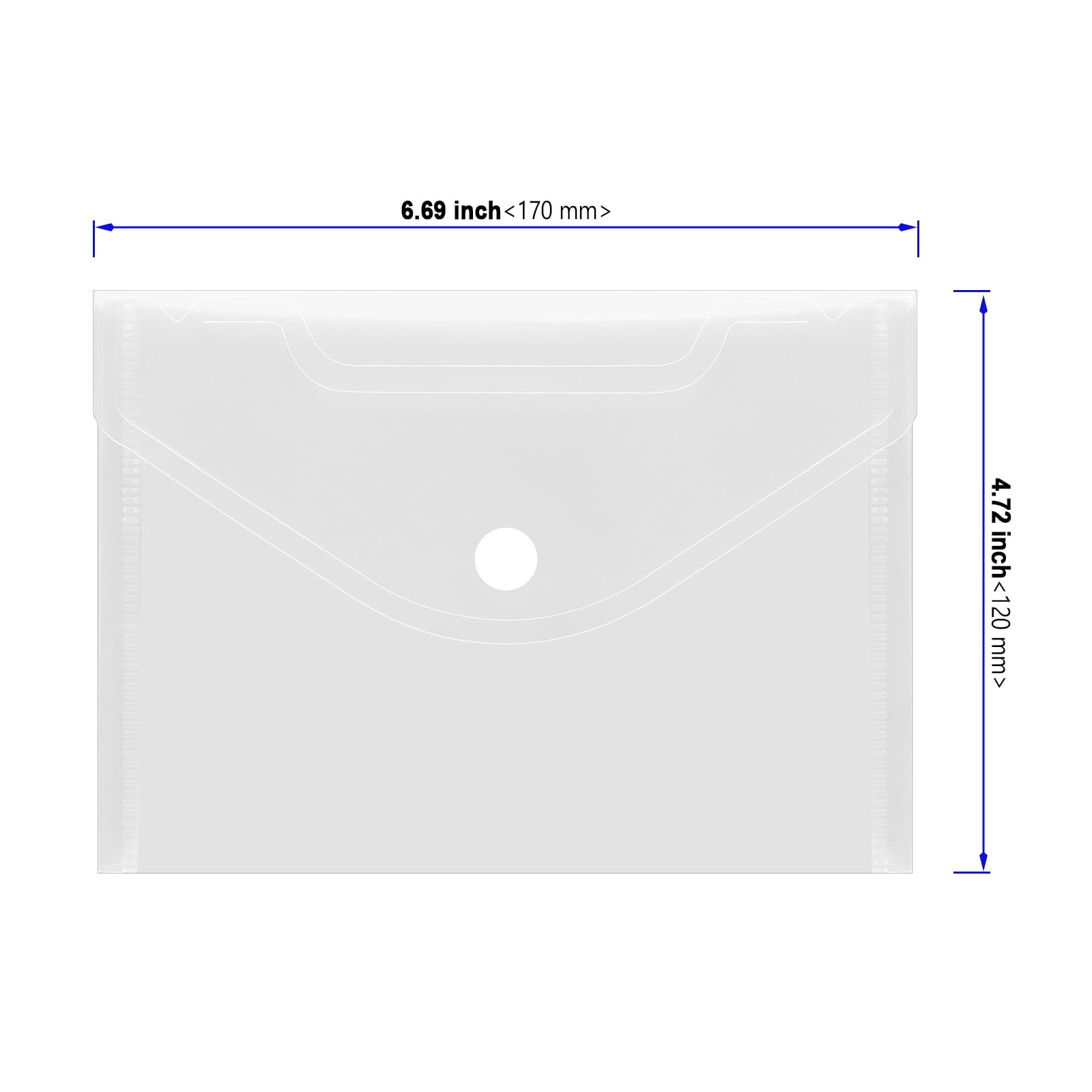 50 Stück Sichttaschen A6 Quer Transparent Natur, PVC A6 Dokumententasche mit Klappe und Klettverschluss für Akten, Karten, Rechnungen