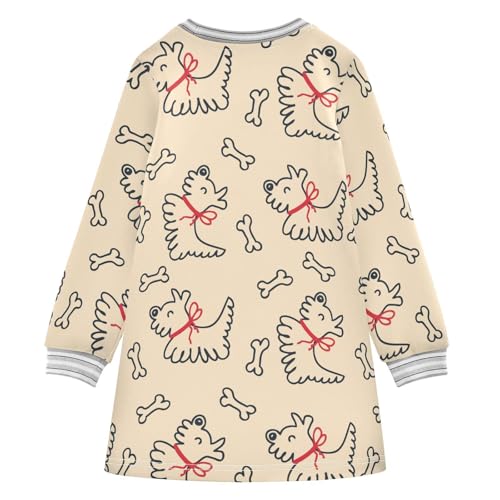 Doodle Puppy Girls Dresses Long Sleeve Sweatshirt Dress for Girls Winter Toddler Casual A Line Dresses Size 2-8T2