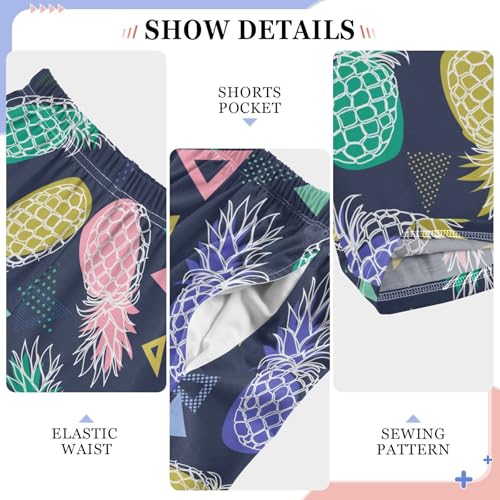 ZZXXB Watercolor Pineapple Geometry Boys Long Pants Soft Trousers Elastic Waist Kids Lounge Bottoms with Pockets S-XL4