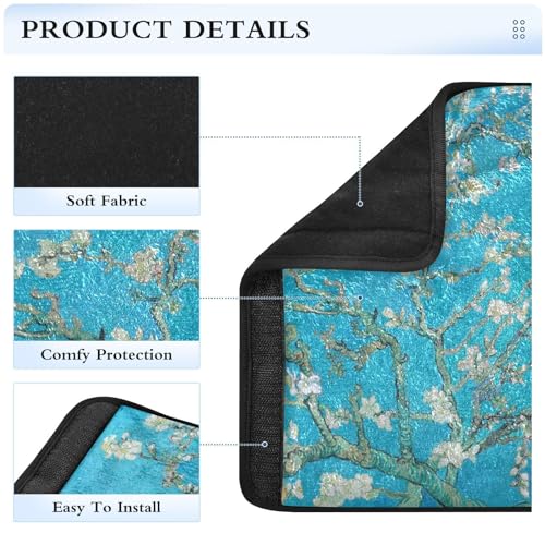 Image of Seat Belt Cover Pad 2 Pcs Soft Seat Strap Cover Cute Protector Support Head Neck Shoulder for Car Seats High Chair Backpack (10x7.7in) Van Gogh Apricot Flowers