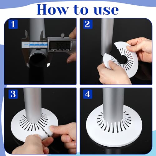 Shimmeroo 4Pcs Wall Hole Cover, 30mm-55mm Escutcheon Plate Wall Flange Pipe Cover Decoration, PVC Outer Diameter Tube for Water Tube Floor Plumbing Decoration