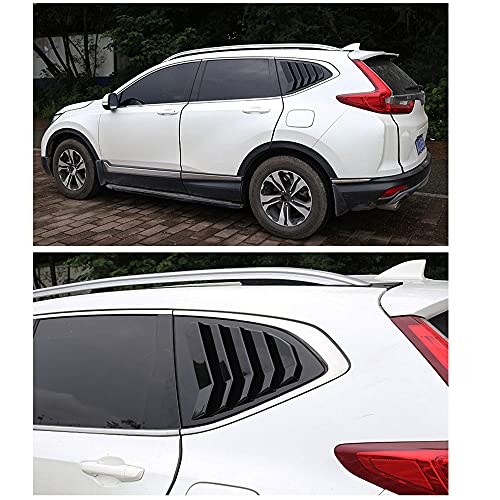 Boltry Abs Rear Side Window Louvers Air Vent Scoop Shades Cover Blinds Trim For Honda Crv Cr-V 2017 2018 2019 2020 2021 (Bright Black) #TOP3
