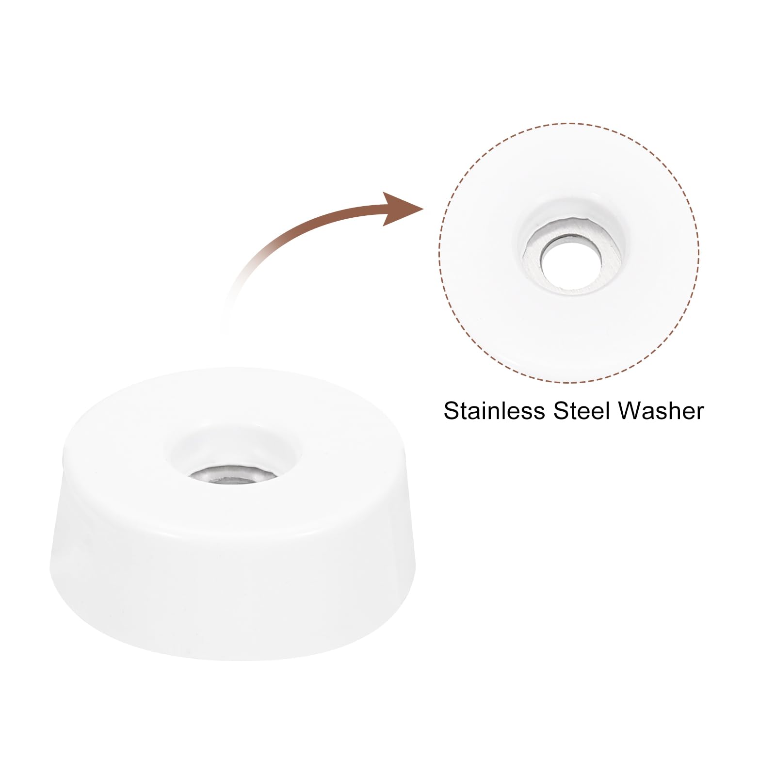 uxcell 8Pcs Rubber Bumper Feet, 9mm H x 25mm W Round Pads with Stainless Steel Washer and Screws for Furniture Appliances, Electronics - Image 3