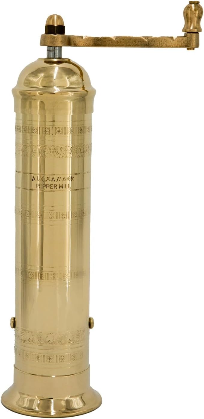 Alexander Home Original Greek Pepper Mill, 10-Inch Brass – European Manual Pepper Grinder Refillable