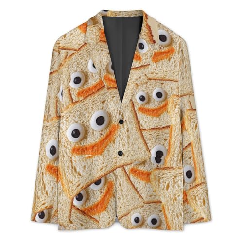 Funny Toast Slices Classic Suits Blazer for Men Business Tuxedo Jacket Sport Coat Two Buttons3