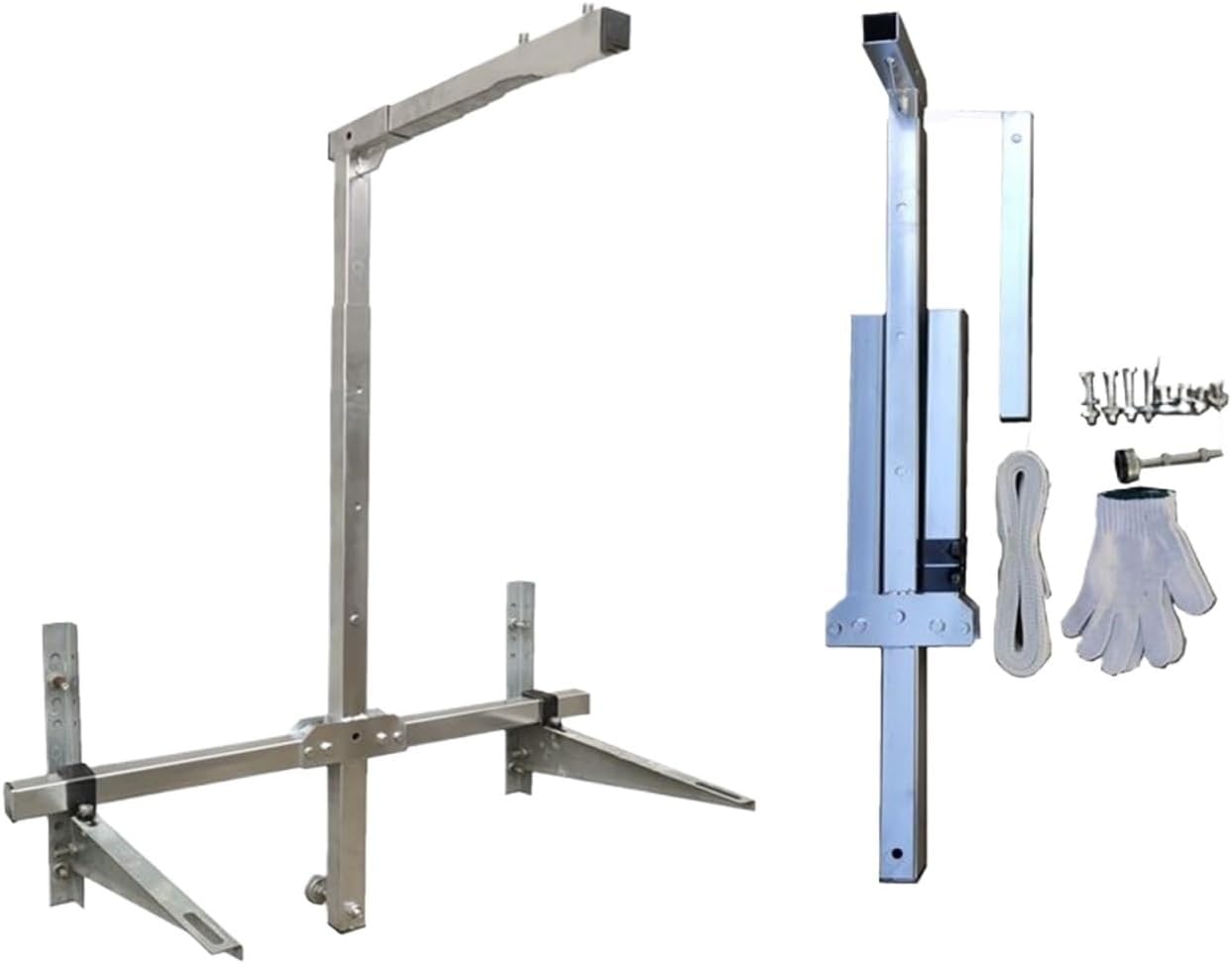Manual Winch + Support Bracket, for Air Conditioning Outdoor Unit Installation, Foldable Lift Tool CAIHUA (Color : Folding Side+30m Winch)
