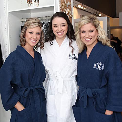 Classy Bride Monogrammed Waffle Kimono Robe2