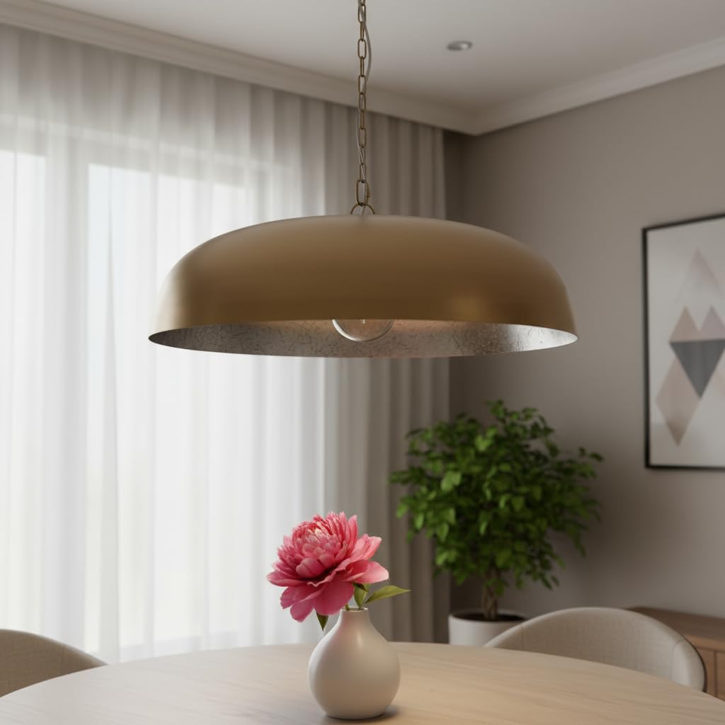 10.5 x 30 x 30 in. Gold Single Metal Dimmable Ceiling Light with Gold Shades by HomeRoots – Model 611632