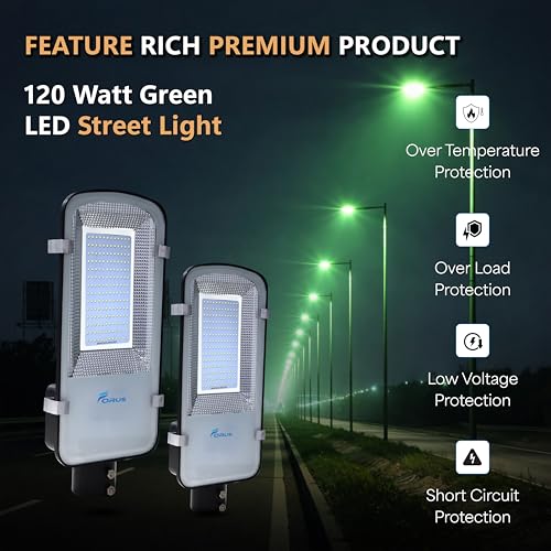 Image of Forus 120W LED Street Light with Clamp, IP66 Waterproof Outdoor LED Street Light, High Lumen 14400lm Green, Aluminium Body for Road, Parking Lot, Garden & Industrial Outdoor Lighting (1 Pc)